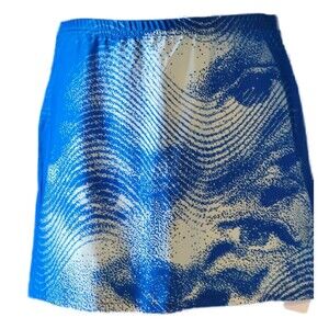 CAPE CLIQUE Bodycon High Waist Face Sheath Short Skirt Party Blue Sz M